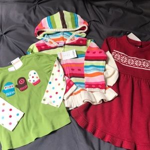 Gymboree 2T shirt, 2T sweater & 18-24 months dress